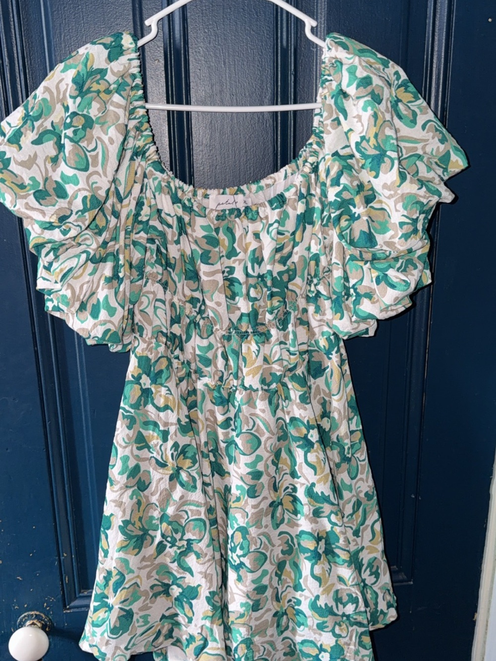 Petal & Pup Green Floral Ruffle Sleeve Dress